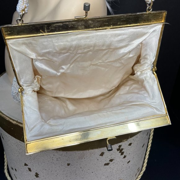Stunning 50s Pearl & Glass Beaded Hand Bag - Picture 3 of 5
